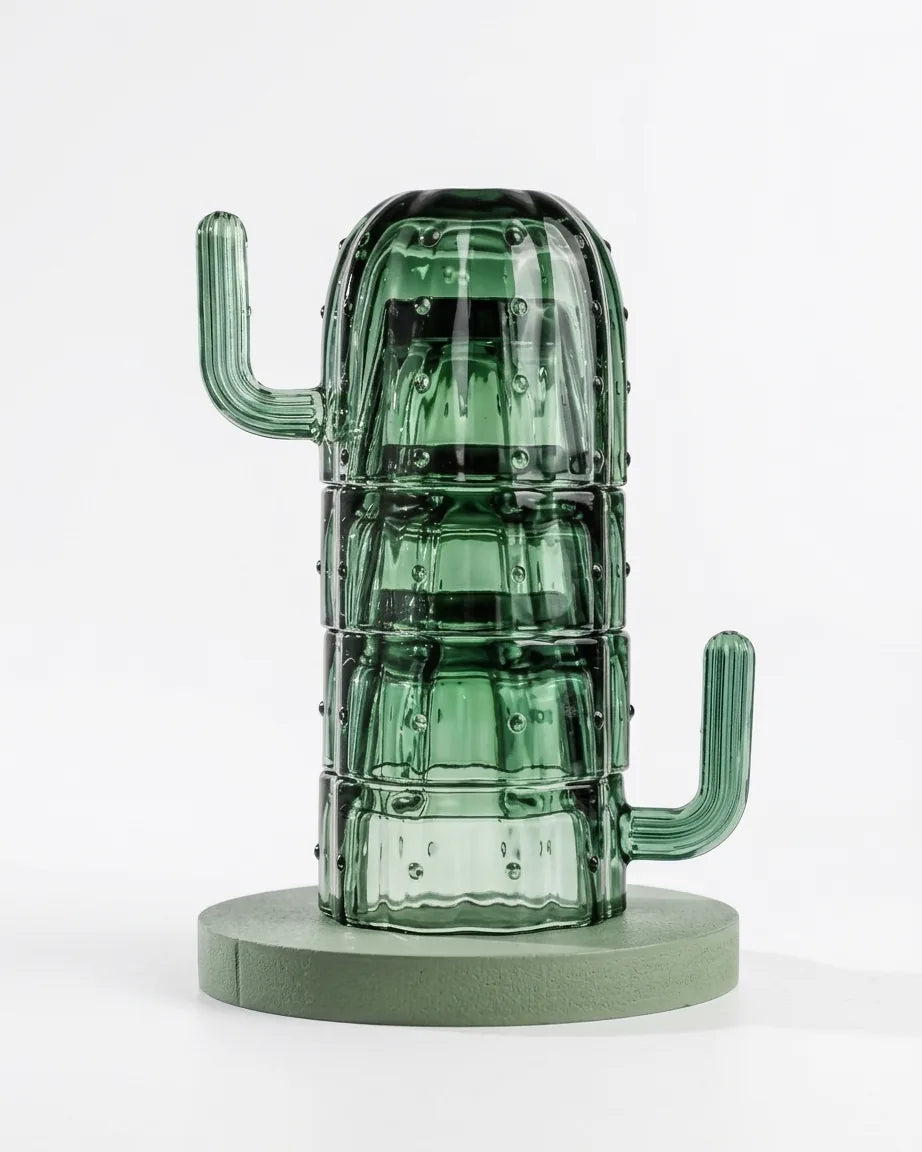 Canecas Empilháveis Estilo Nórdico, Conjunto Criativo de Copos de Vidro 3D Cacto, Copo para Água, Decoração para Casa - Haustter