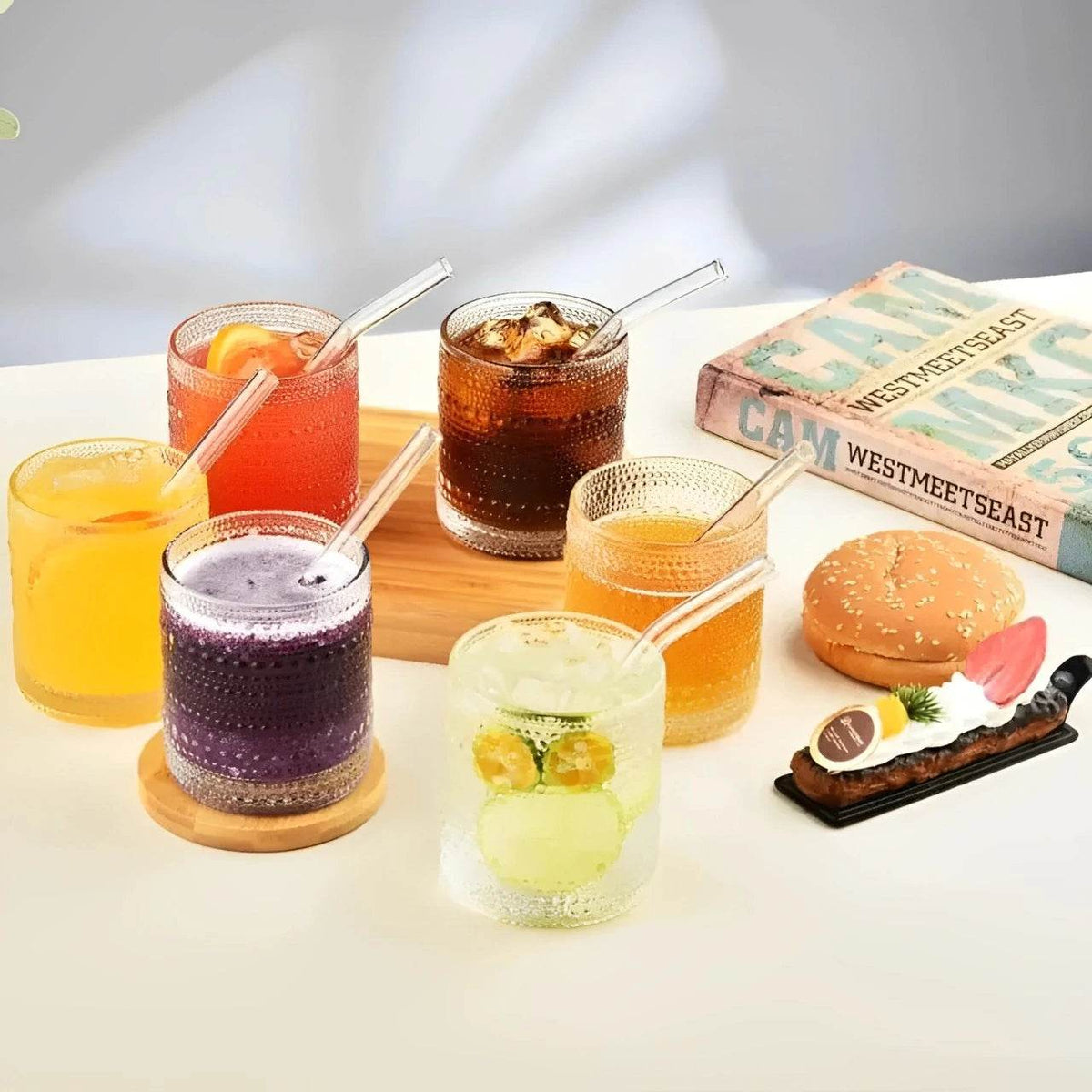 Conjunto de 6 Copos Vintage com Relevo 300ml - Haustter - Haustter