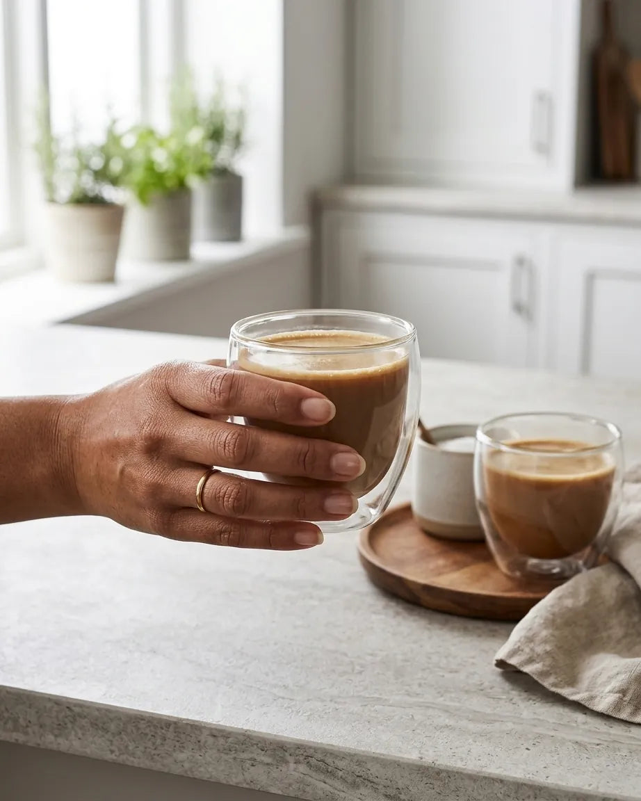 Conjunto de 6 Copos para Café em Vidro Duplo Transparente com Isolamento Térmico, 5 Tamanhos - Ideal para Bebidas Variadas