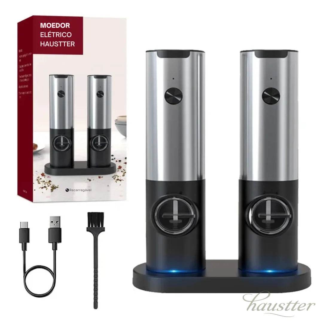 Moedores Elétricos de Sal e Pimenta Recarregáveis com Luz LED e Ajuste de Granulometria - Haustter - Haustter