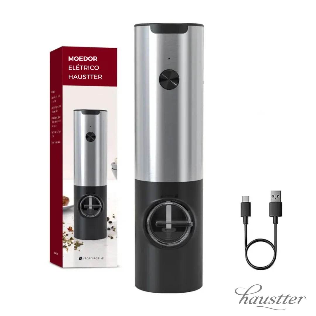 Moedores Elétricos de Sal e Pimenta Recarregáveis com Luz LED e Ajuste de Granulometria - Haustter - Haustter