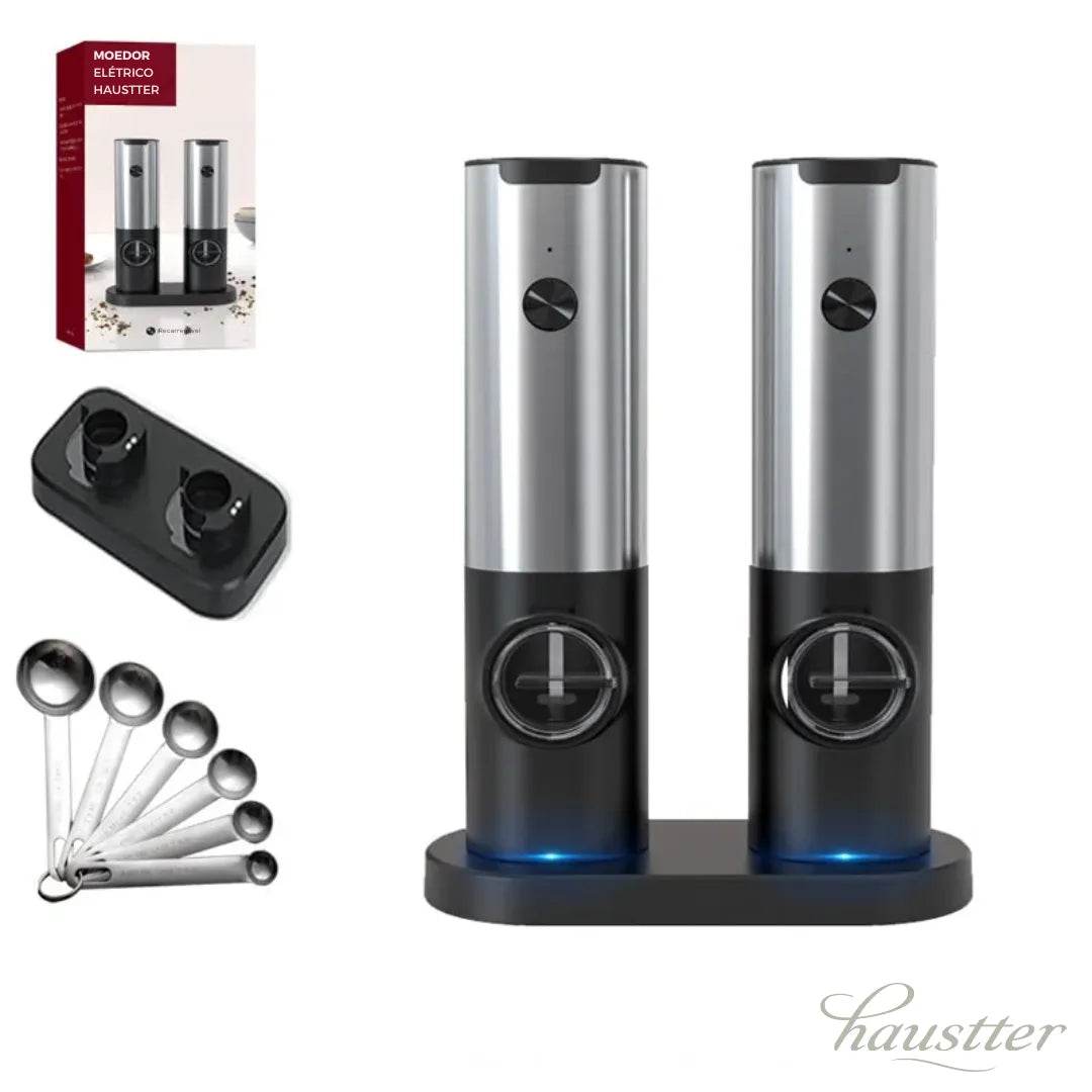 Moedores Elétricos de Sal e Pimenta Recarregáveis com Luz LED e Ajuste de Granulometria - Haustter - Haustter