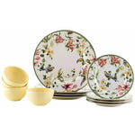 Conjunto Harmony - Jantar, Chá e Café 12 Peças - Branco, Verde e Amarelo | Haustter - Haustter