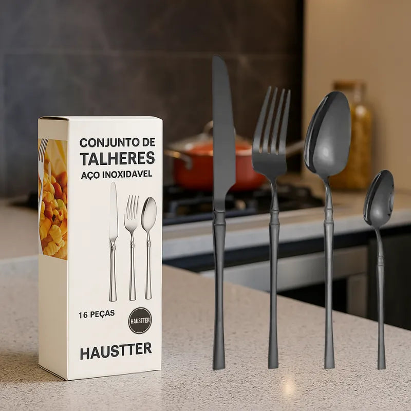 Talheres Harmonia Inox - Coleção de 16 Peças em Aço Inoxidável | Haustter