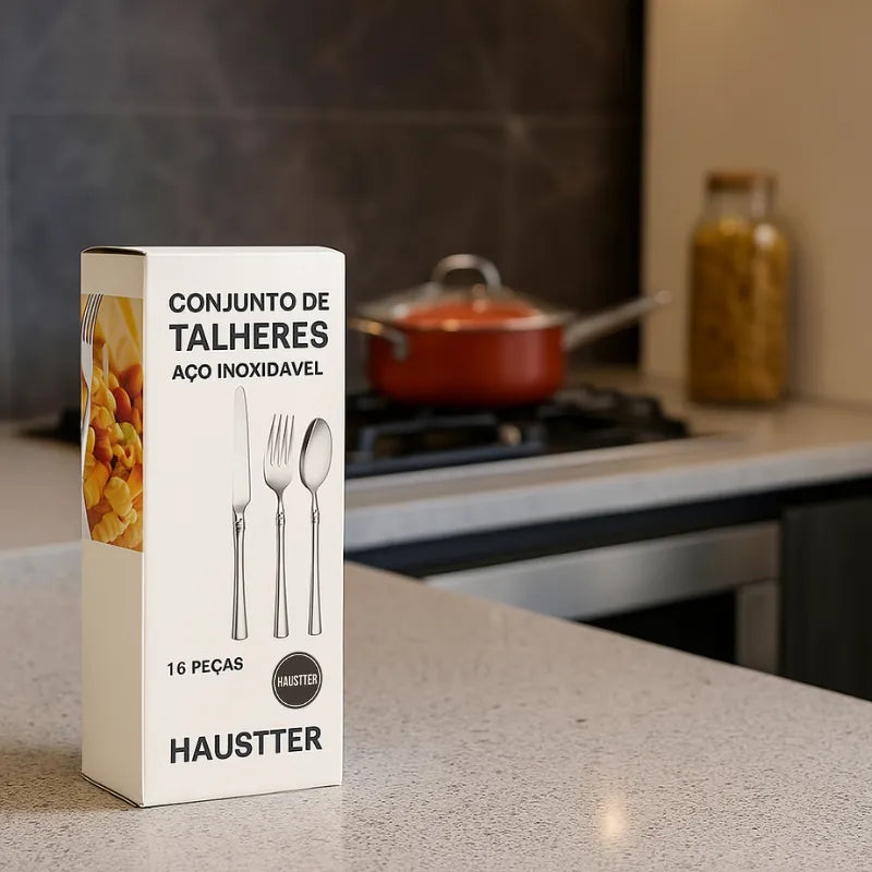 Talheres Harmonia Inox - Coleção de 16 Peças em Aço Inoxidável | Haustter
