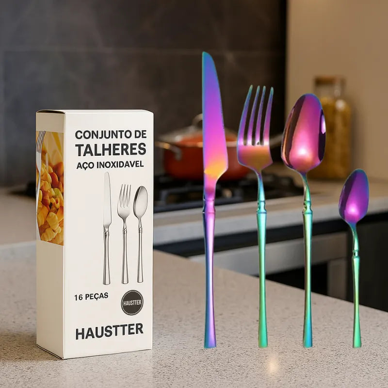Talheres Harmonia Inox - Coleção de 16 Peças em Aço Inoxidável | Haustter