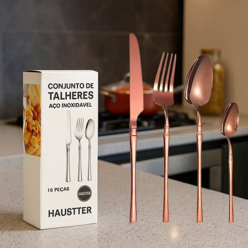Talheres Harmonia Inox - Coleção de 16 Peças em Aço Inoxidável | Haustter
