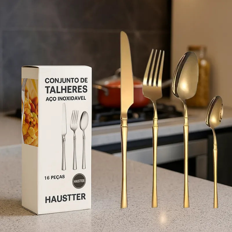 Talheres Harmonia Inox - Coleção de 16 Peças em Aço Inoxidável | Haustter