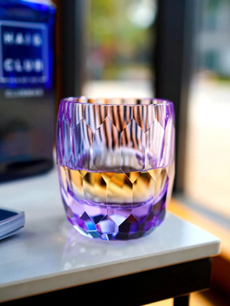 Copo Japonês de Cristal Lapidado com Corte Diamante | Haustter