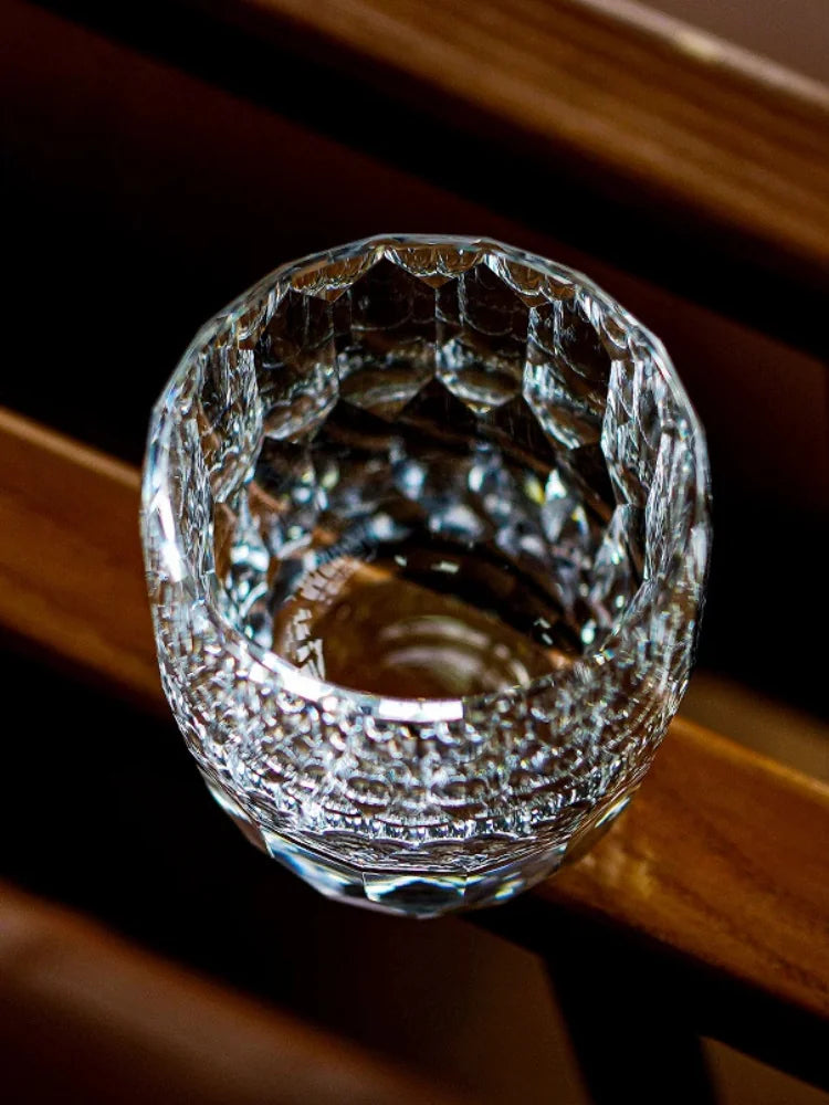Copo Japonês de Cristal Lapidado com Corte Diamante | Haustter
