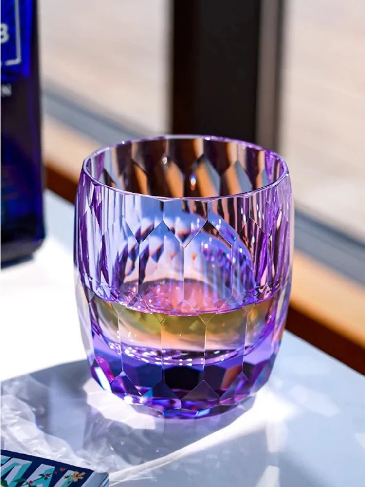 Copo Japonês de Cristal Lapidado com Corte Diamante | Haustter