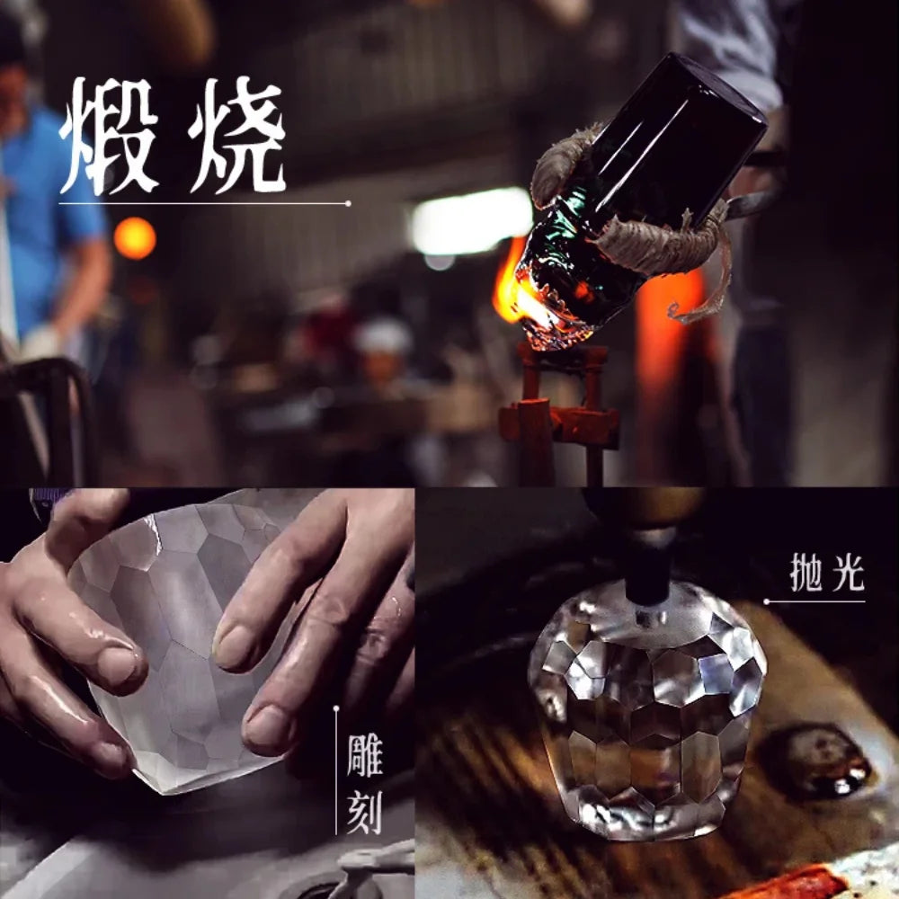 Copo Japonês de Cristal Lapidado com Corte Diamante | Haustter