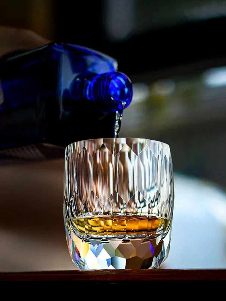 Copo Japonês de Cristal Lapidado com Corte Diamante | Haustter