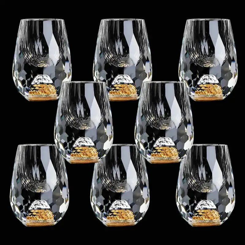 Copo Diamante Luxo com Fundo Duplo e Lascas Douradas para Baijiu, Licor, Cachaça, Tequila e Shots | Haustter