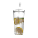 Copo Listrado 600ml com Tampa e Canudo - Haustter - Haustter