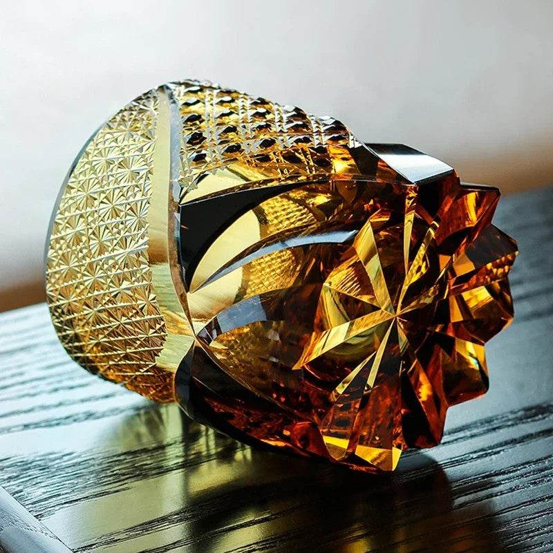 Copo de Whisky Edo Kiriko com Cristais Âmbar - Haustter - Haustter