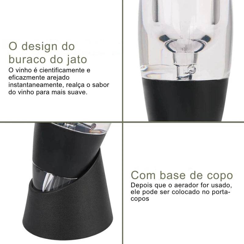 Decantador Profissional para Vinho e Whisky com Filtro e Base, Dispensador Aereador para Bar, Festa e Cozinha, Rápida Oxigenação - Haustter - Haustter