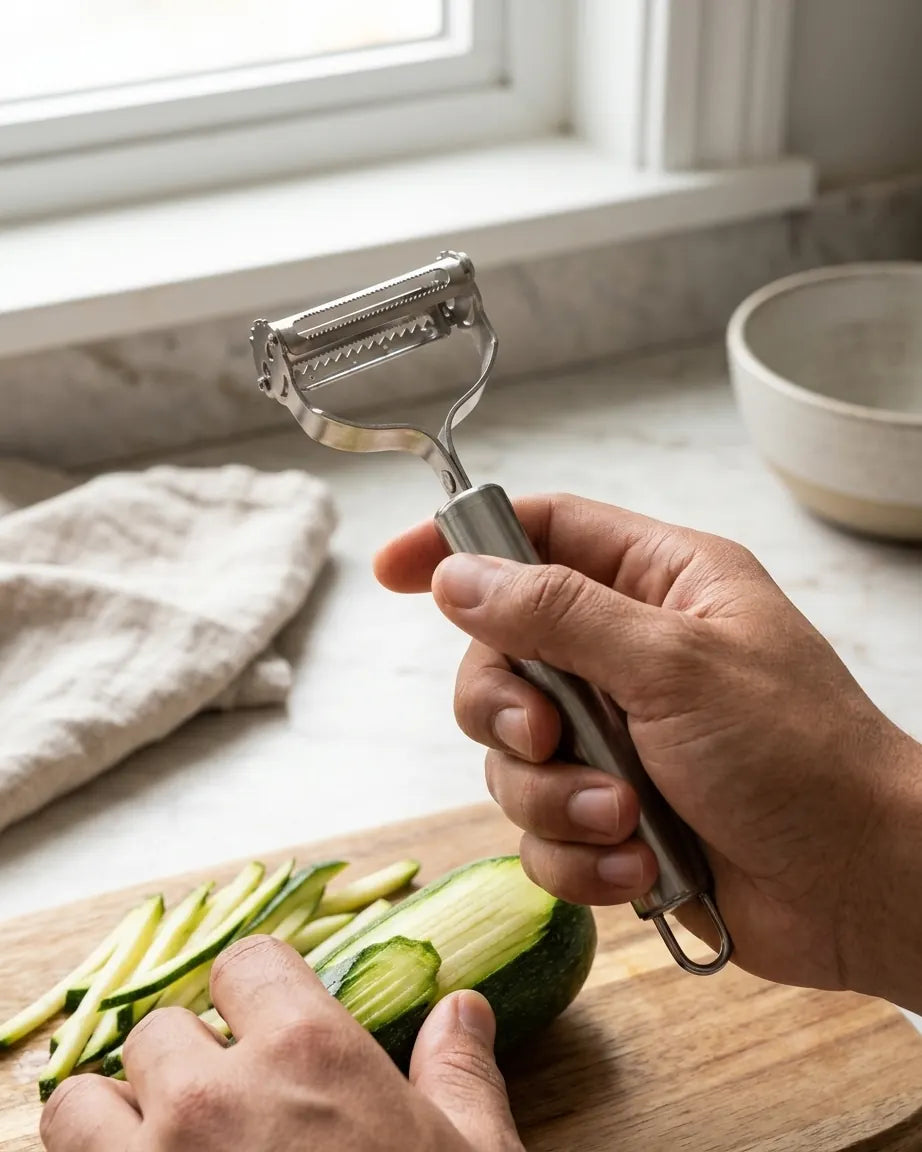 Descascador Multifuncional em Aço Inox para Frutas e Legumes