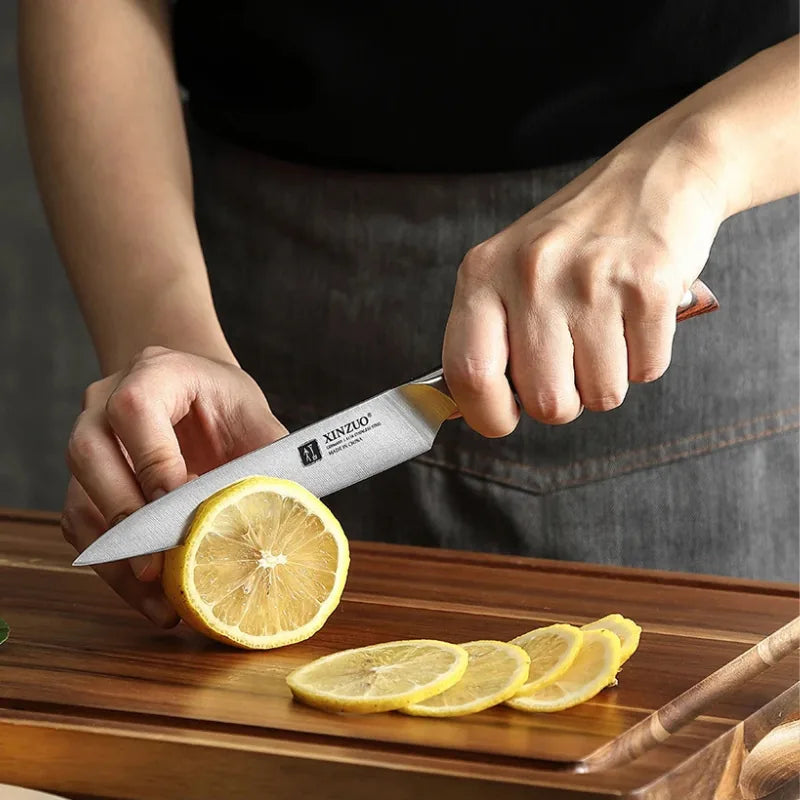 Faca Utilitária XINZUO Zhi 5" em Aço Alemão com Cabo de Madeira Pakka | Haustter