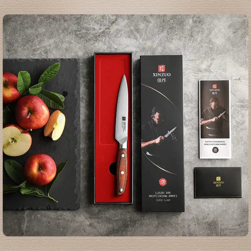 Faca Utilitária XINZUO Zhi 5" em Aço Alemão com Cabo de Madeira Pakka | Haustter