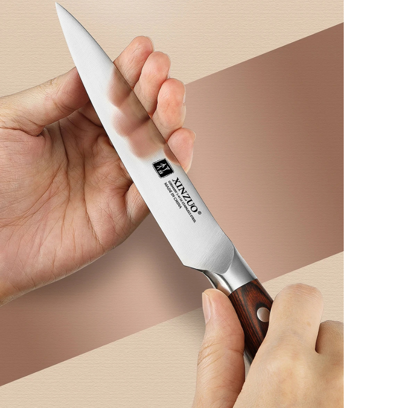 Faca Utilitária XINZUO Zhi 5" em Aço Alemão com Cabo de Madeira Pakka | Haustter