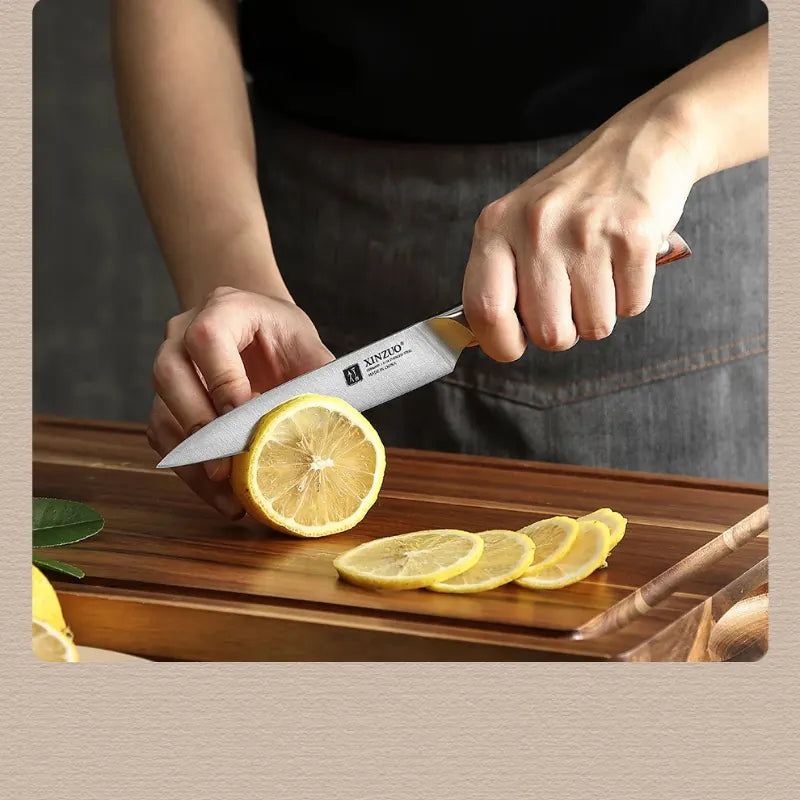 Faca Utilitária XINZUO Zhi 5" em Aço Alemão com Cabo de Madeira Pakka | Haustter