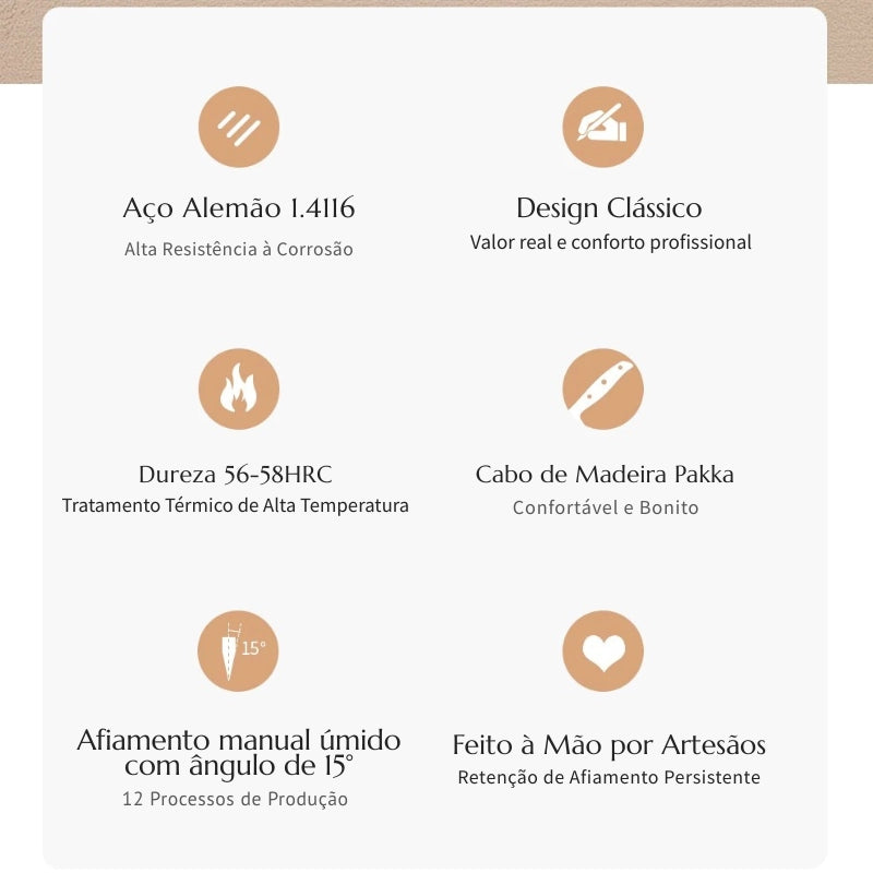 Faca Utilitária XINZUO Zhi 5" em Aço Alemão com Cabo de Madeira Pakka | Haustter