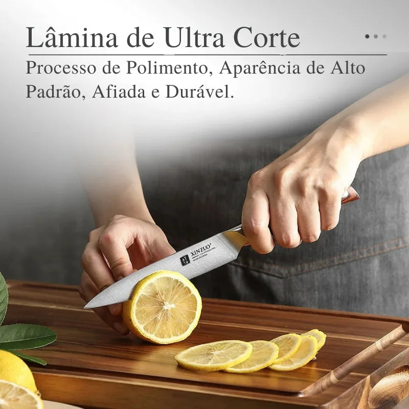 Faca Utilitária XINZUO Zhi 5" em Aço Alemão com Cabo de Madeira Pakka | Haustter