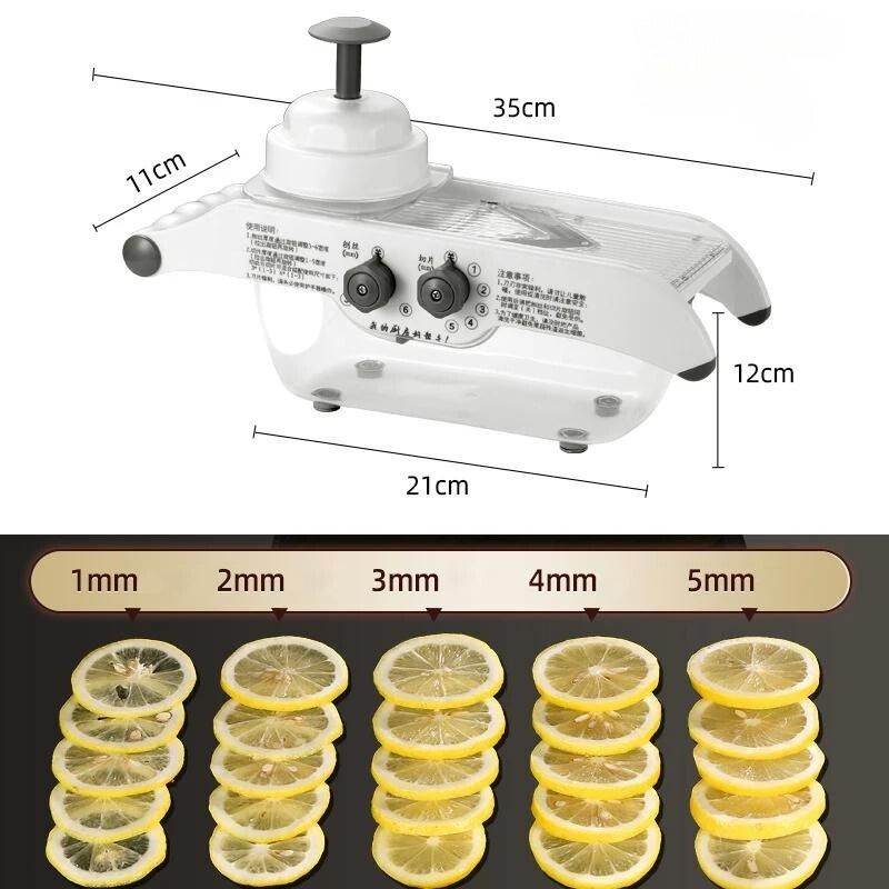Fatiador Multifuncional de Limão e de Legumes com Cesta, Cortador de Frutas e Batatas em V, Fatiador de Cenoura, Acessórios de Cozinha - Haustter - Haustter