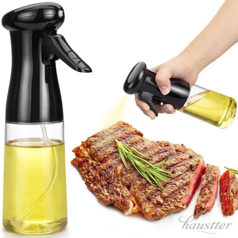 Garrafa de Óleo de Cozinha em Spray Pneumático de 200ml para Salada Fitness, Churrasco e Cozinhar, Dispensador de Óleo em Spray, Cor Preta - Haustter - Haustter
