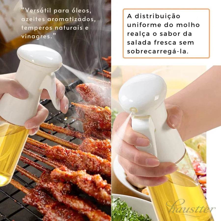 Garrafa de Óleo de Cozinha em Spray Pneumático de 200ml para Salada Fitness, Churrasco e Cozinhar, Dispensador de Óleo em Spray, Cor Preta - Haustter - Haustter