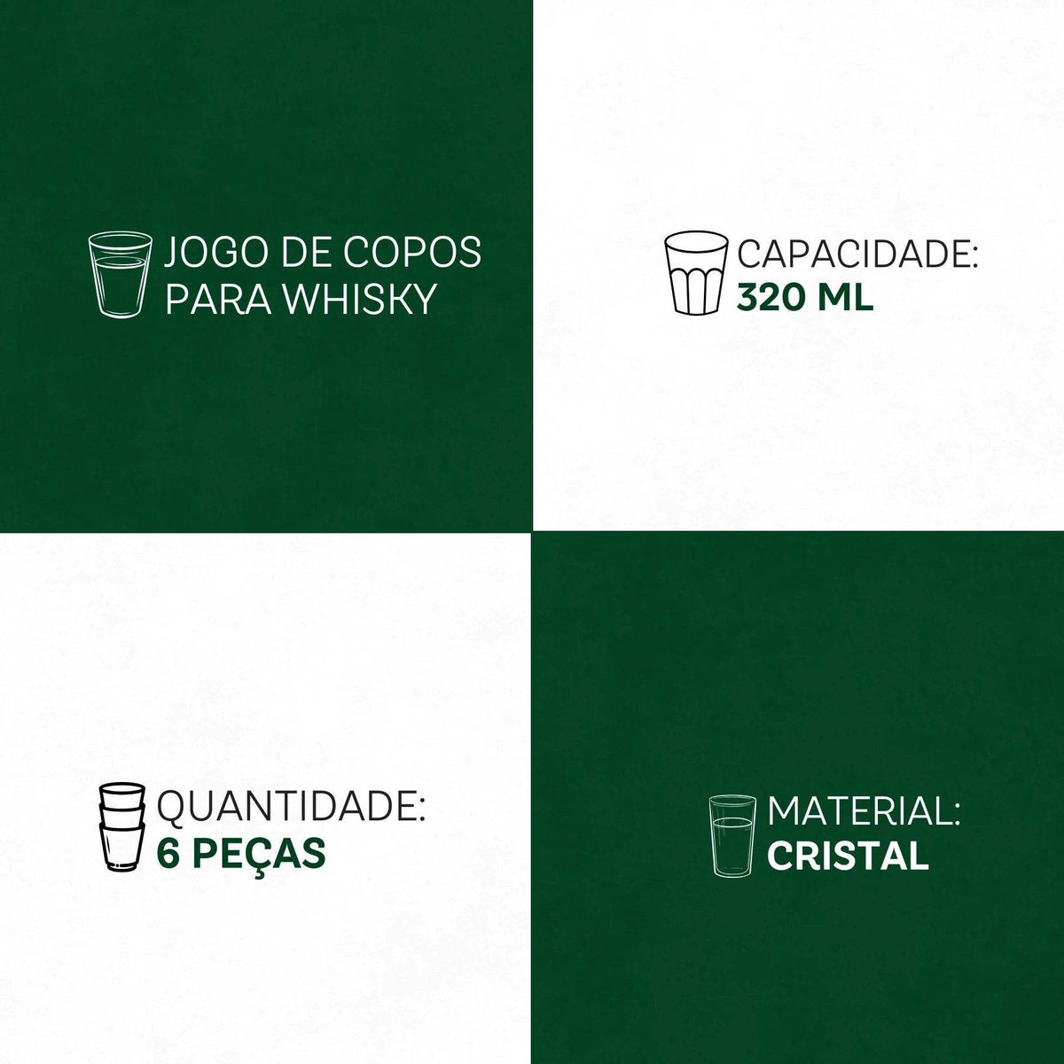 Jogo de Copos para Whisky Larus 6 Peças 320ml - Cristal e Sofisticação | Haustter - Haustter