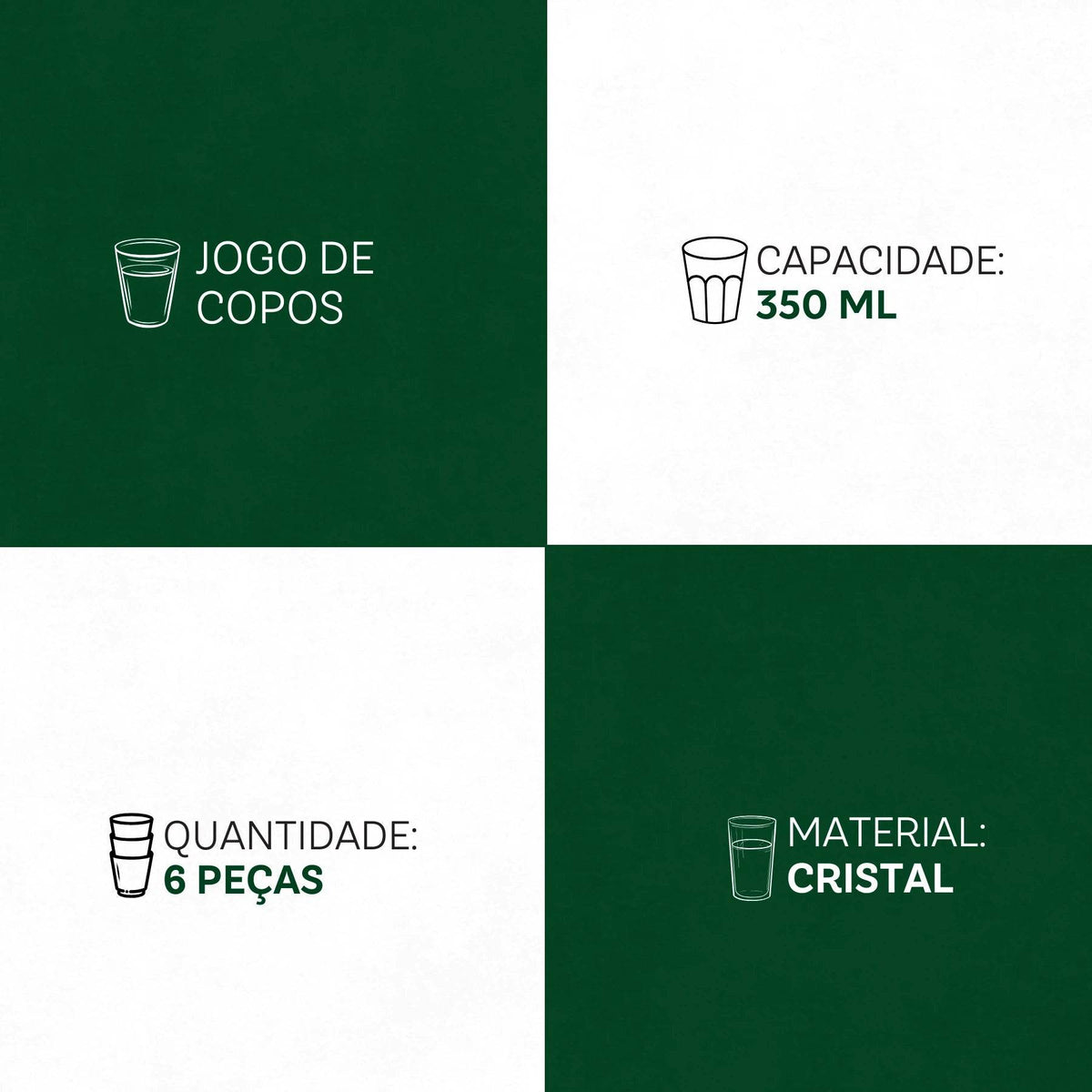 Jogo de Copos Larus 6 Peças 350ml - Cristal Puro e Sofisticação | Haustter - Haustter