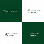 Jogo de Copos Elysée 6 Peças 300ml - Vidro Cinza Elegante | Haustter - Haustter