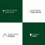 Jogo de Taças Lírio 6 Peças 365ml - Design Delicado e Brilho Intenso | Haustter - Haustter