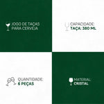 Jogo de Taças para Cerveja 6 Peças 380ml - Cristal Ecológico | Haustter - Haustter