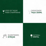 Jogo de Taças Bárbara 6 Peças 250ml - Cristal Ecológico | Haustter - Haustter