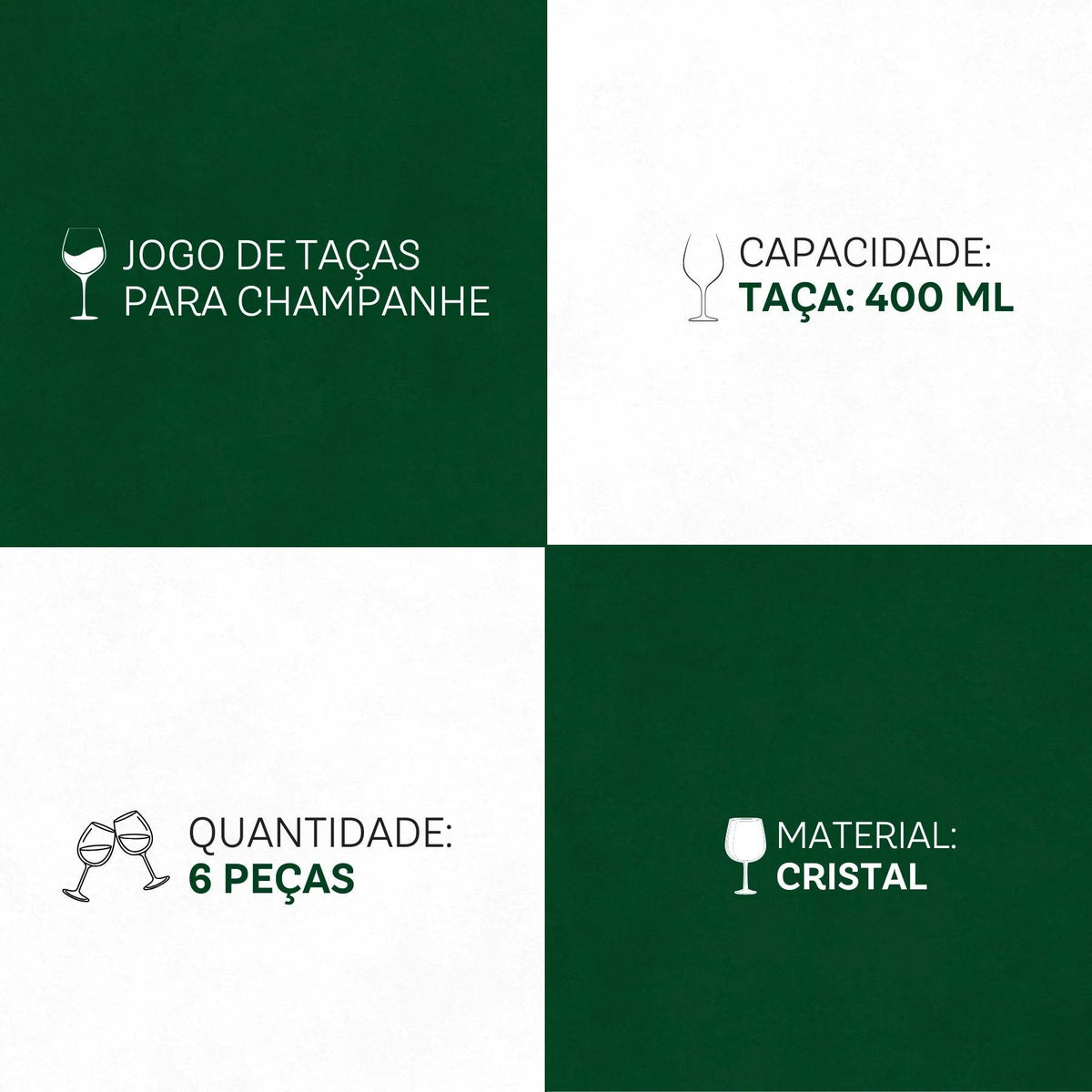 Taças de Cristal Bárbara para Champanhe 400ml 6 Peças - Brilho que Eleva | Haustter - Haustter