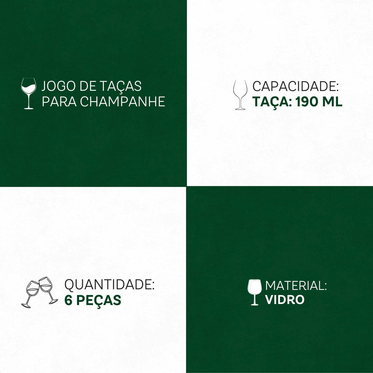 Jogo de Taças Barone Fluída 6 Peças 190ml - Champanhe com Elegância Cinza | Haustter - Haustter