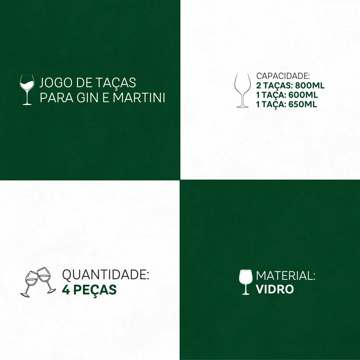 Taças Selection Gin e Martini 4 Peças - Arte Italiana em Vidro | Haustter - Haustter