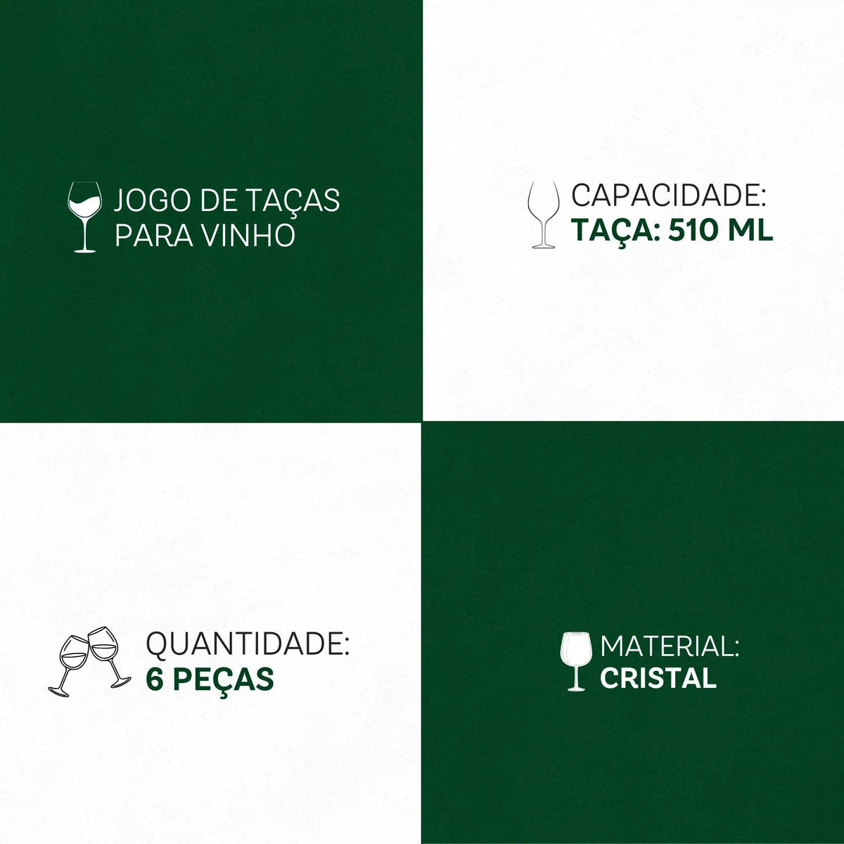 Taças Bárbara Cristal Eco 6 Peças - Elegância Líquida | Haustter - Haustter