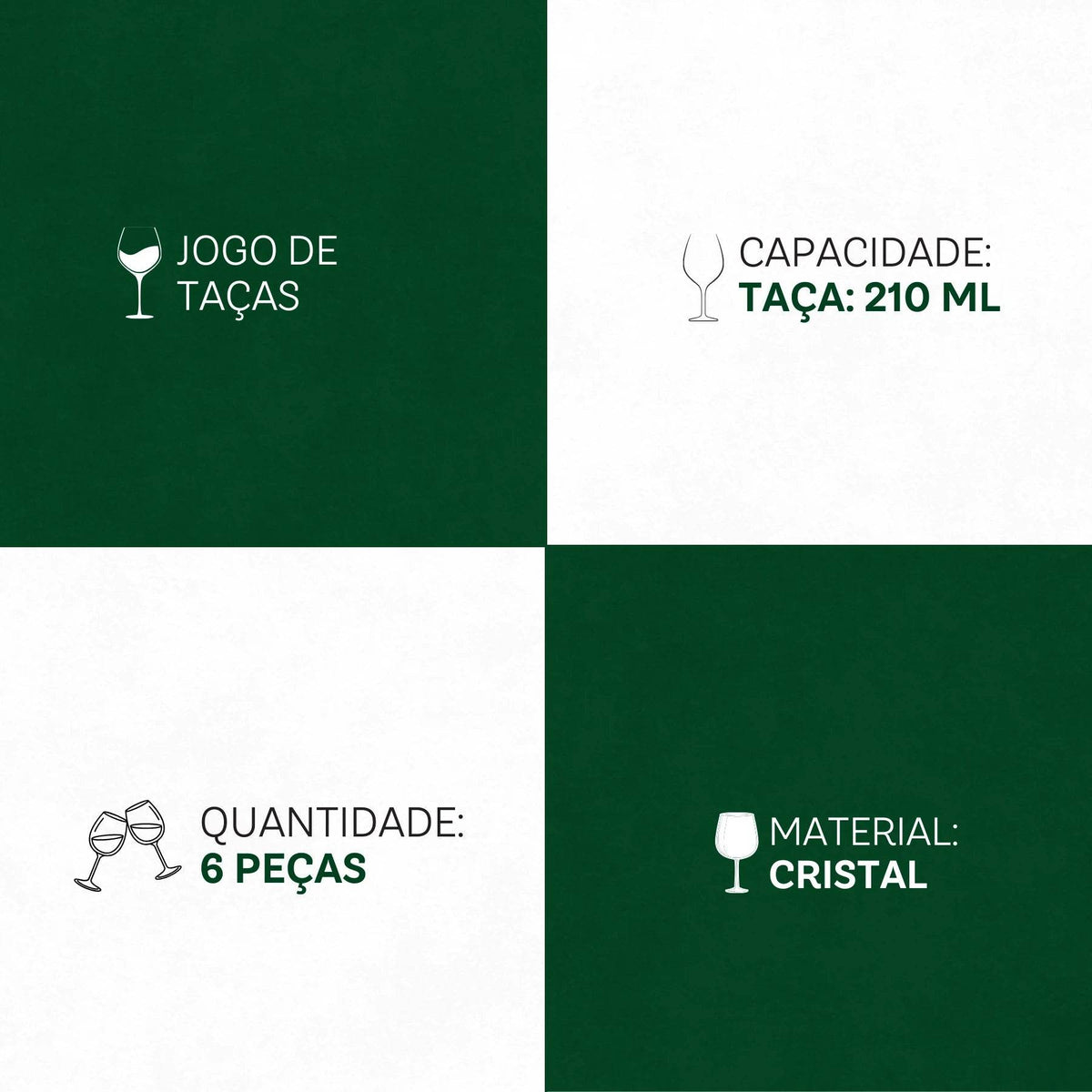 Taças Pleasure Cristal Eco 210ml 6 Peças - Elegância em Cada Bolha | Haustter - Haustter