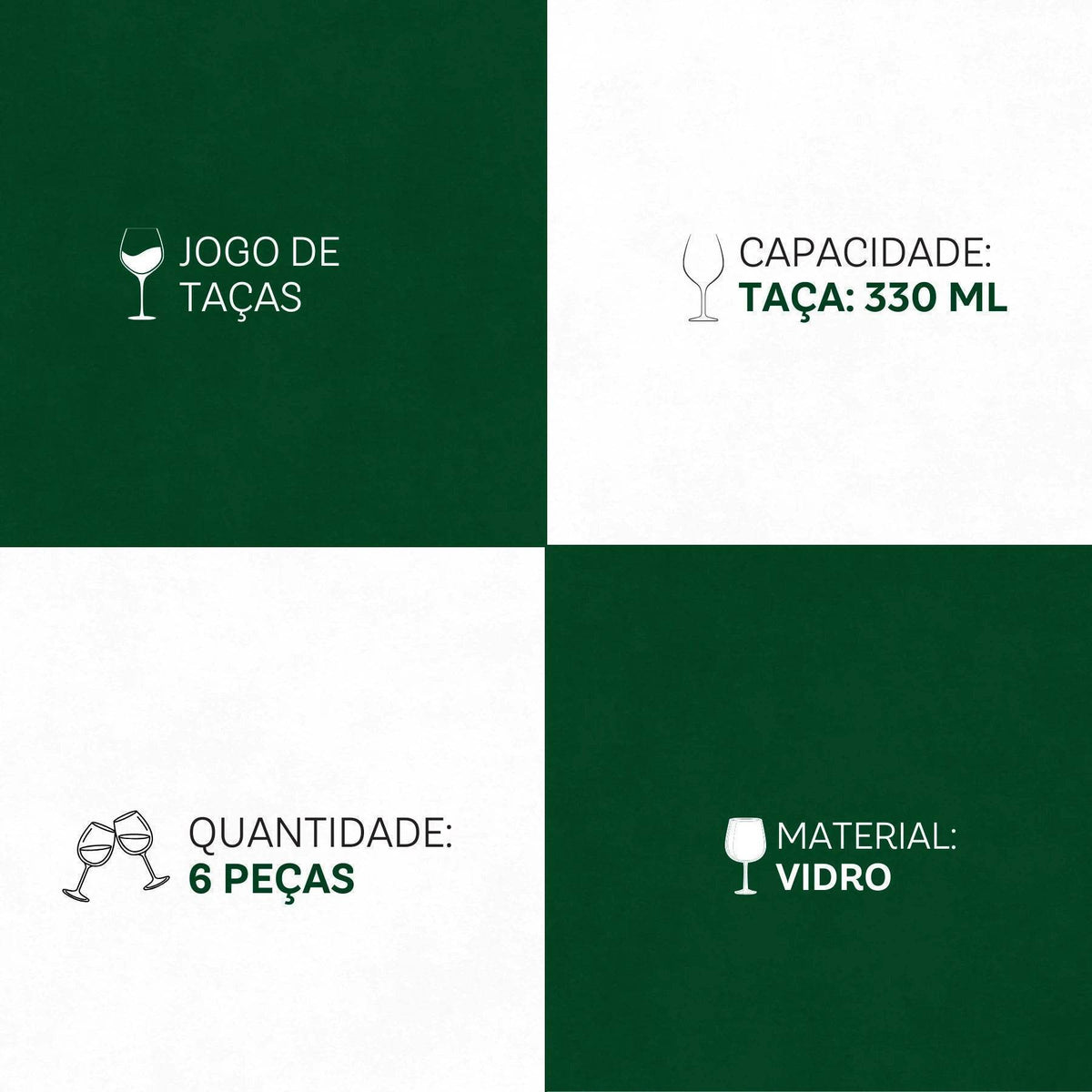 Jogo de Taças Empire Diamond 6 Peças 330ml - Mistério em Preto | Haustter - Haustter