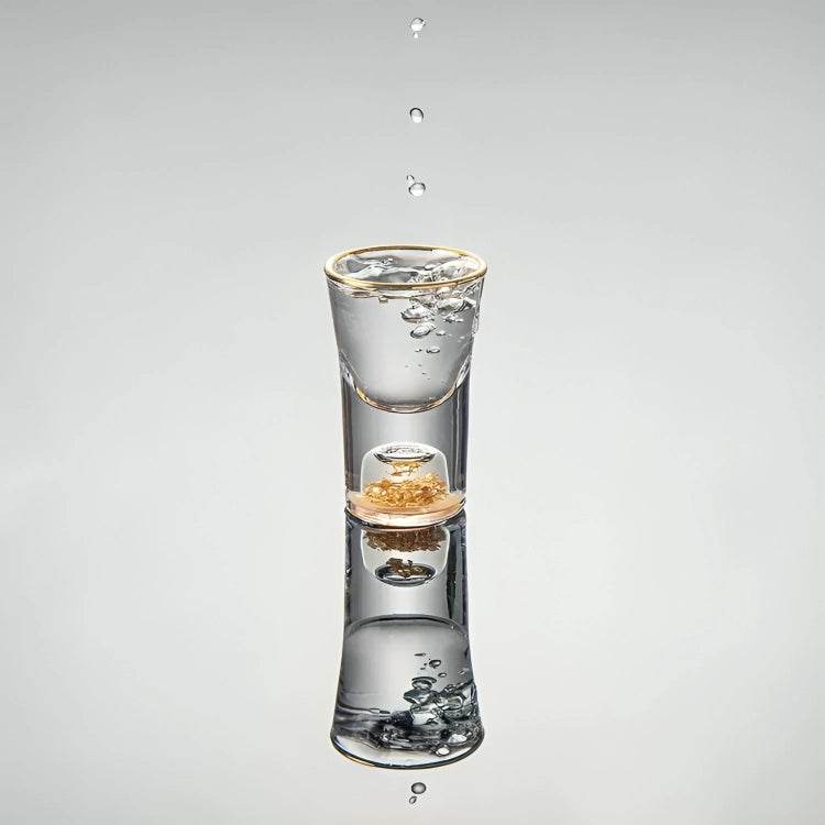 Mini Copos de Shot de Saque e Licor com Borda Dourada e Folhas Reluzentes - Haustter - Haustter