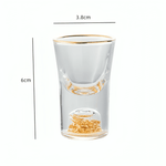 Mini Copos de Shot de Saque e Licor com Borda Dourada e Folhas Reluzentes - Haustter - Haustter