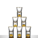 Mini Copos de Shot de Saque e Licor com Borda Dourada e Folhas Reluzentes - Haustter - Haustter