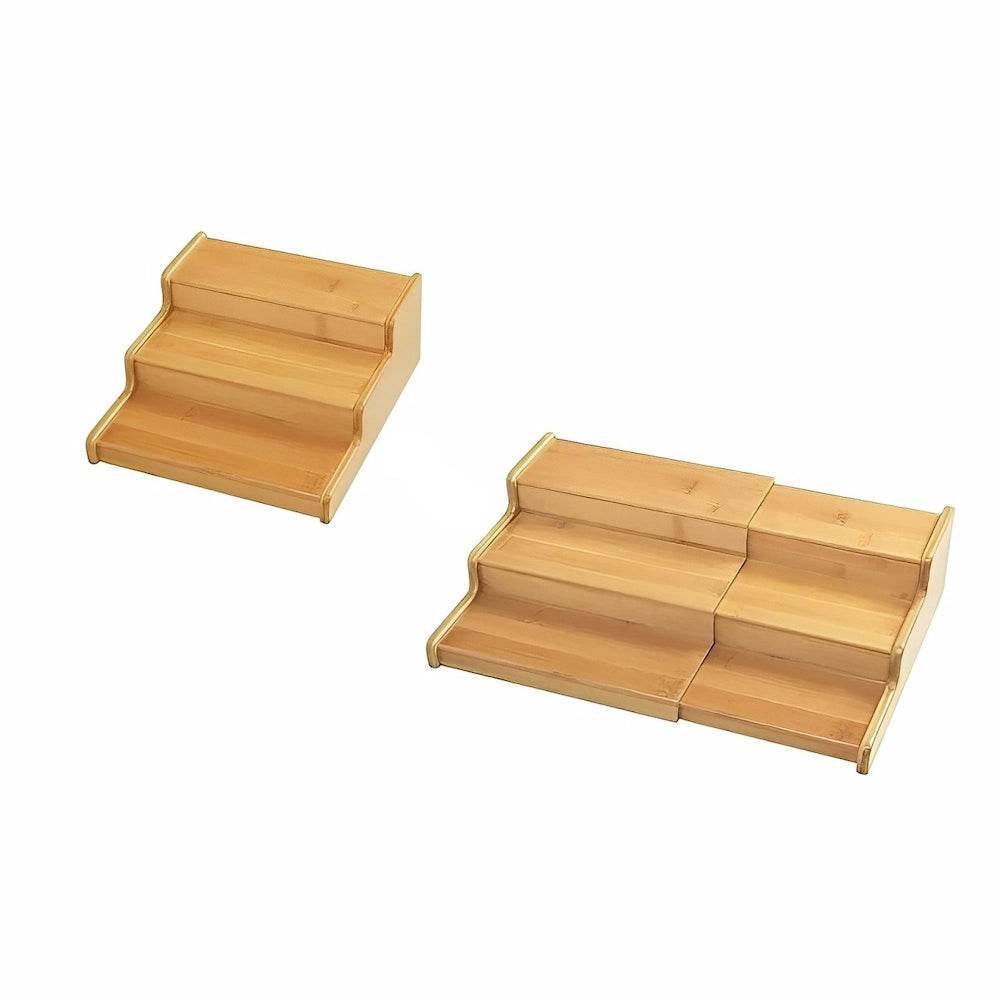 Organizador Expansível de Bambu com 3 Níveis para Armário e Bancada de Cozinha Doméstica, Estante Universal de Especiarias - Haustter - Haustter
