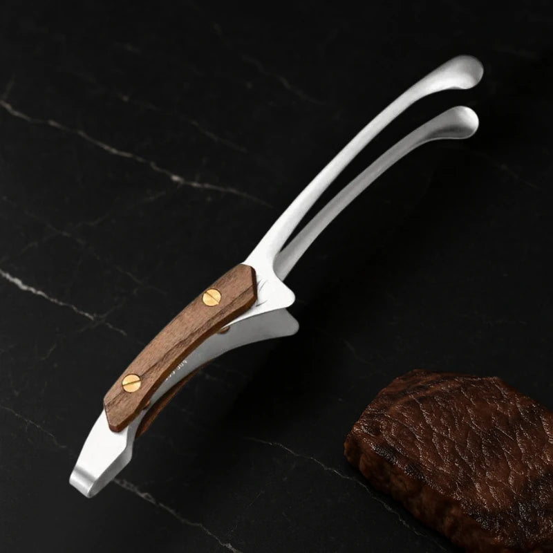 Pinça de Aço Inox e Madeira para Churrasco - Haustter