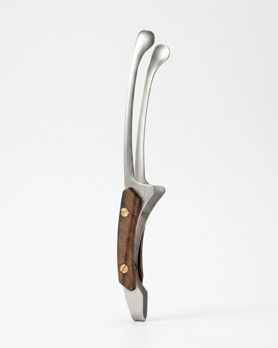 Pinça de Aço Inox e Madeira para Churrasco