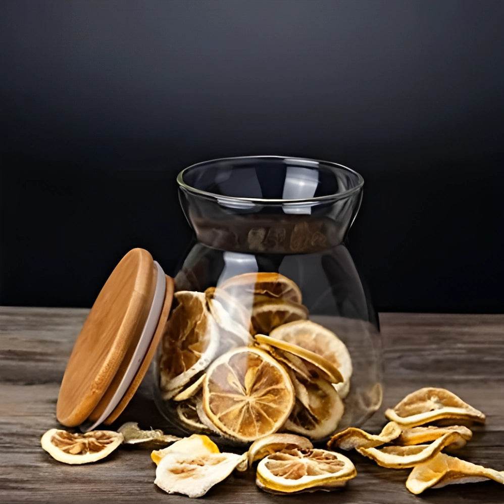 Pote de Armazenamento de Vidro com Tampa de Bambu - Haustter - Haustter